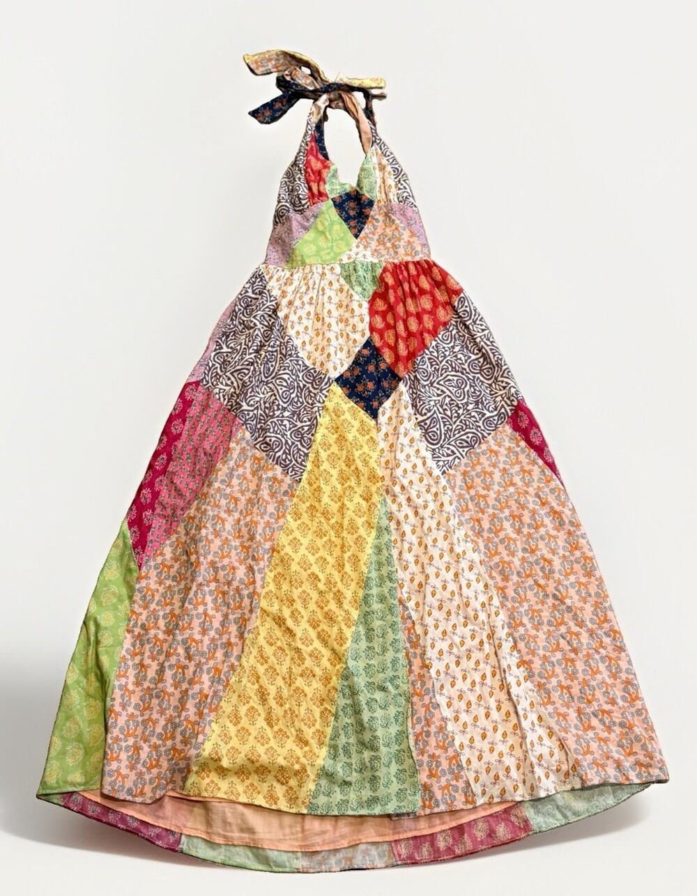 NWT Anthropologie Love The Label Halter Patchwork Maxi Dress Cotton Sz Medium